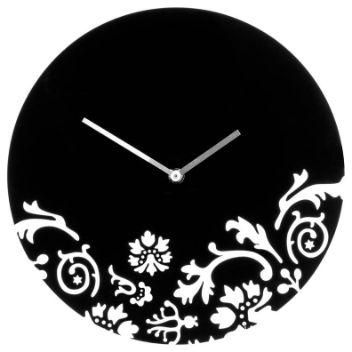 Premier Wall Clock Dia Floral Swirl Acrylic - Black 30 cm