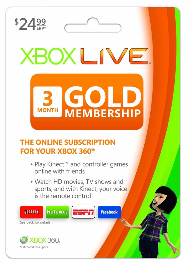 Microsoft Gold 3 Months Xbox Live Payment and Recharge Card