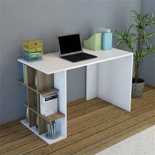 Modern desk with shelves, White & wood - OF3