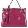 Gucci Women's Pink Patent Leather Chain Strap Soho Purse