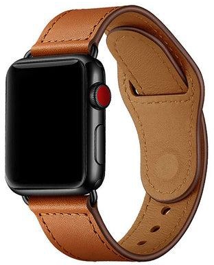 Leather Replacement Strap For Apple Watch All Series Compatible with 49mm/45mm/44mm/42mm Light Brown