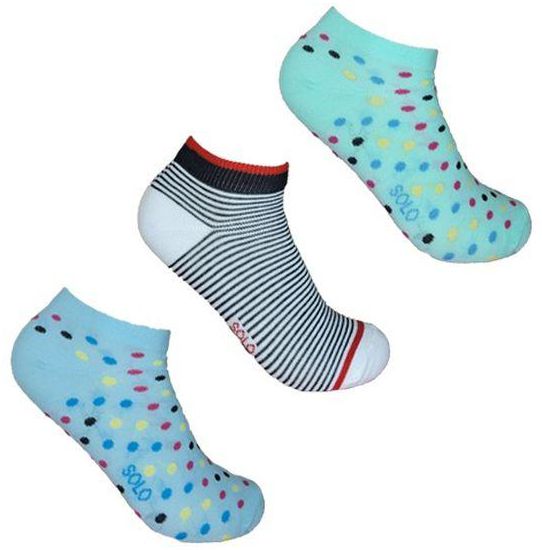 Solo Kids Ankle Socks 10-12 Years Pack Of 3