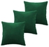 طقم وسائد ديكور عدد 3 مربعة الشكل مخملية ناعمة بتصميم سادة مخمل أخضر غامق 45 x 45سنتيمتر