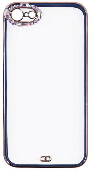 IPhone 7G - Shockproof Transparent Cover With Colored Frame & Golden Border - Blue