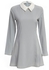OEM Peter Pan Collar Long Sleeve Color Block A-Line Women Mini Dress (GRAY)
