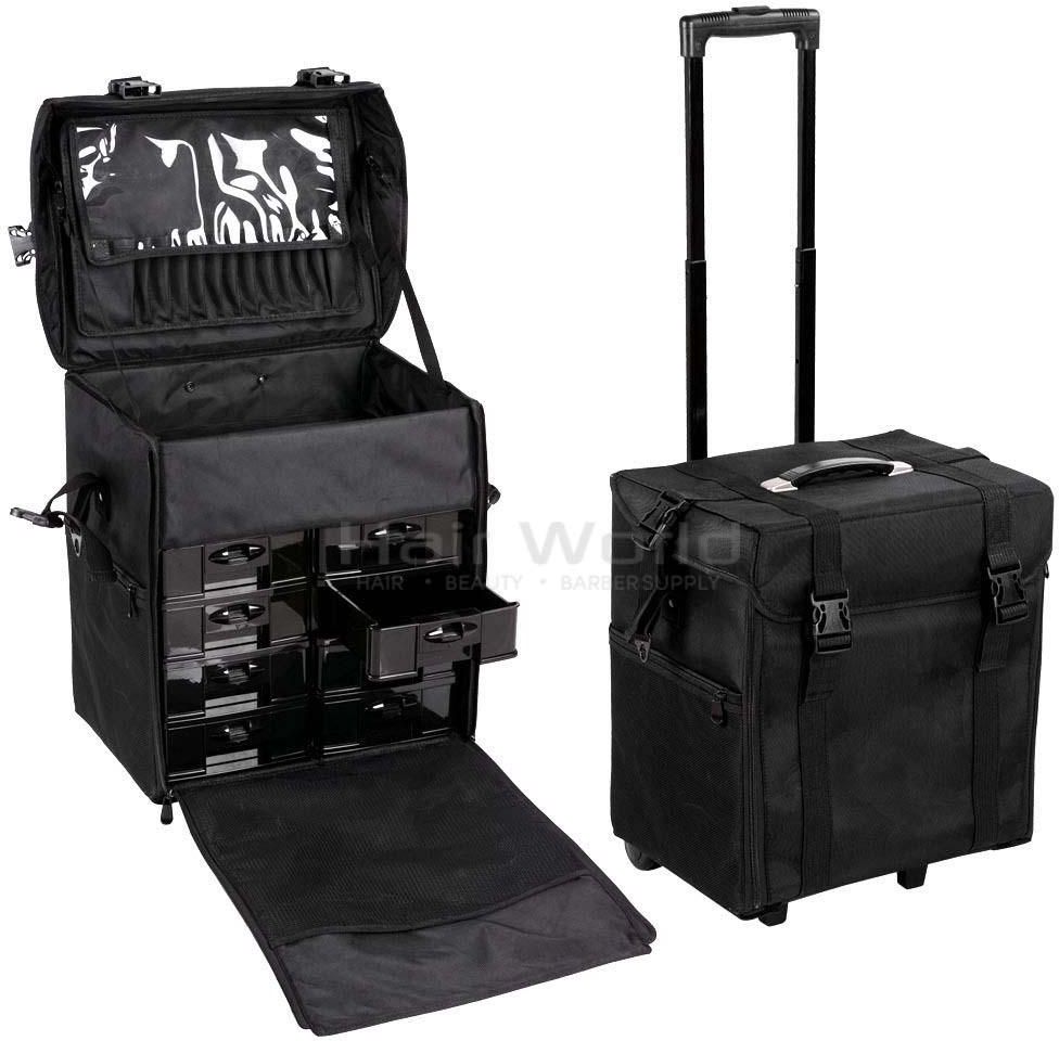 Hairworld Soft Makeup Artist Rolling Trolley Cosmetic Case 2In1