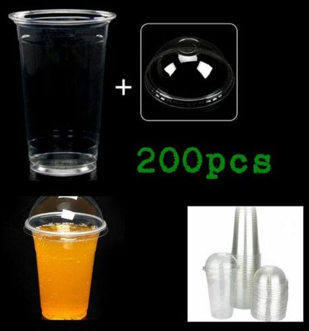 200pcs -250ml Juice Cups+lids/smoothie/party Disposable Cups