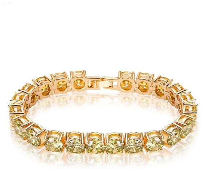 Style Olive Yellow 7MM Round Zirconia Bracelet Bangles for women