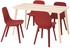 LISABO / ODGER طاولة و 4 كراسي - قشرة خشب الدردار/أحمر 140 سم