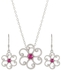 Ridaya White Gold Plated Italian Design 925 Silver Flower Shaped Jewellery Set With White and Pink Cz Stones