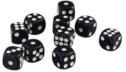 50pcs 12mm Opaque Six Sided Spot D6 Dice Games for RPG   Black