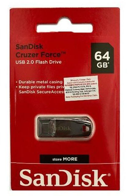 Sandisk Cruzer Force Metallic USB2.0 Flash Drive - 64GB