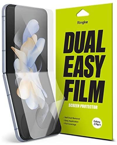 Ringke Dual Easy Film [4-Layer Protection] Compatible with Samsung Galaxy Z Flip 4 5G Screen Protector (2022) Self Healing Repair Coating Full Coverage HD Clear Screen Protector - 2 Pack