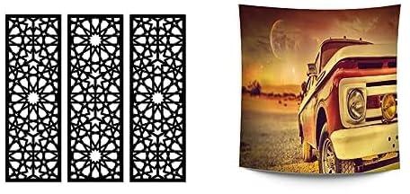 Home Gallery Bundle arabesque wooden wall art 3 panels 80x80 cm + Jalsa tapestry background custom made for walls 1.50 * 1.50