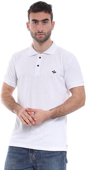 Short Sleeves Buttoned Pique Polo Shirt -WHITE