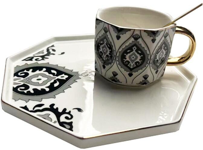 Ceramic Afternoon Coffee Cup And Saucer With Spoon