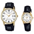 Casio His & Hers White Dial Leather Band Couple Watch - MTP/LTP-V002GL-7BUDF