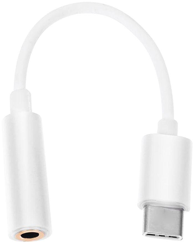 USB 3.1 Type-C Male To Female Earphone Audio Adapter Cable White