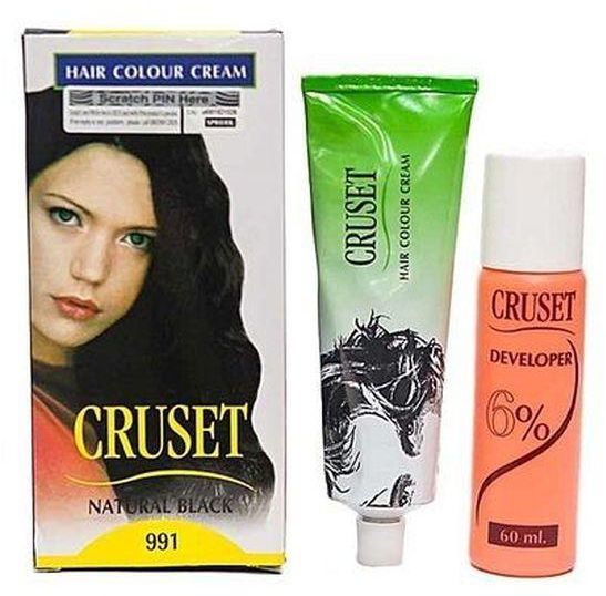 Cruset Deep Black Hair Dye Colouring Dye Cream For Natural Hair