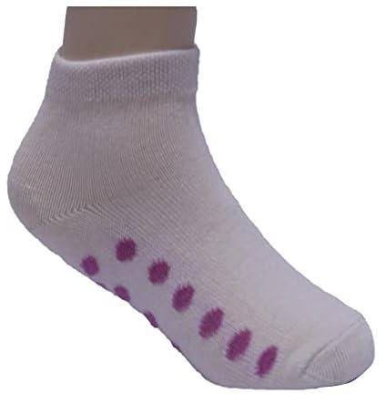 White Flower Cotton Above Ankle Sock shape Dotts for girls-Off-White-4 Years