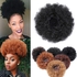 Fashion Short Afro Kinky Curly Ponytail Drawstring High Puff Clip In Hair Buns.