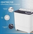 KROME 8KG Twin Tub Semi-Automatic Washing Machine | Powerful Wash | Mechanical Wash Timer | Intuitive Control | Durable Aluminium Spin Motor | 360W Wash & 170W Spin | White | KR-WSA80K