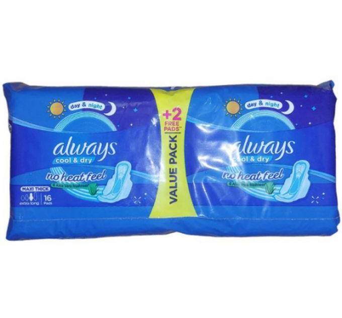Always MAXI THICK , Extra Long ,cool & Dry, 16 Pads