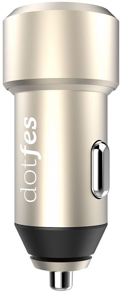 Dotfes Dual Ports Car Charger with Lightning Cable , Gold , B03S