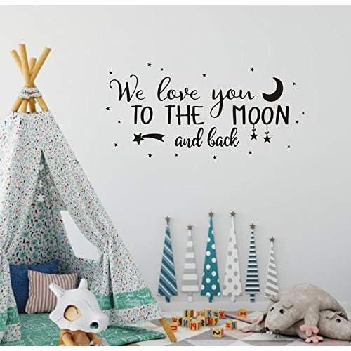 (Black) - Wall Decal Kids We Love You to The Moon and Back Quote Wall Decals Nursery Vinyl Wall Stickers for Baby Boys and Grils Bedroom Scandinavian Wall Decal (Y29) (Black)