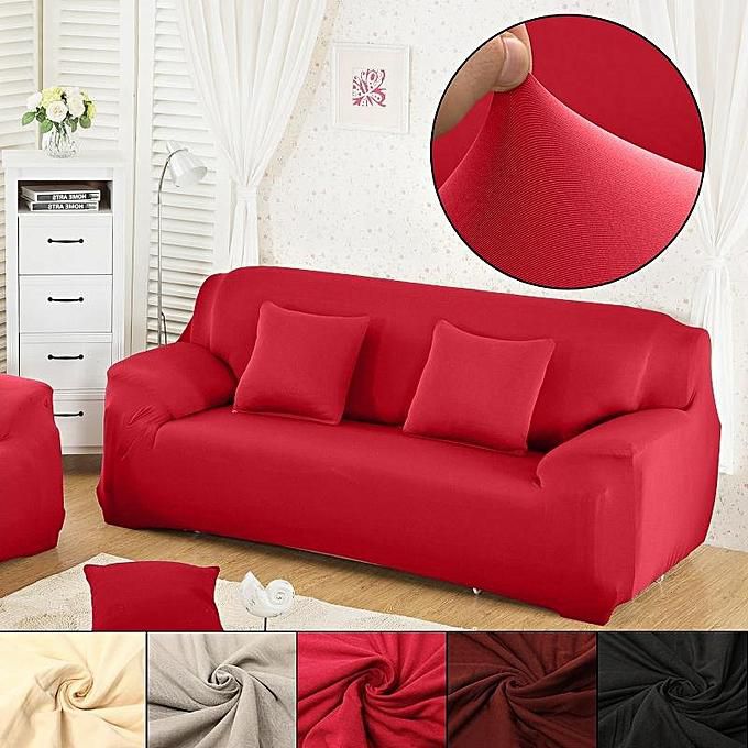 Generic 1 2 3 L Shape Stretch Elastic, Red Fabric Sofa Sets