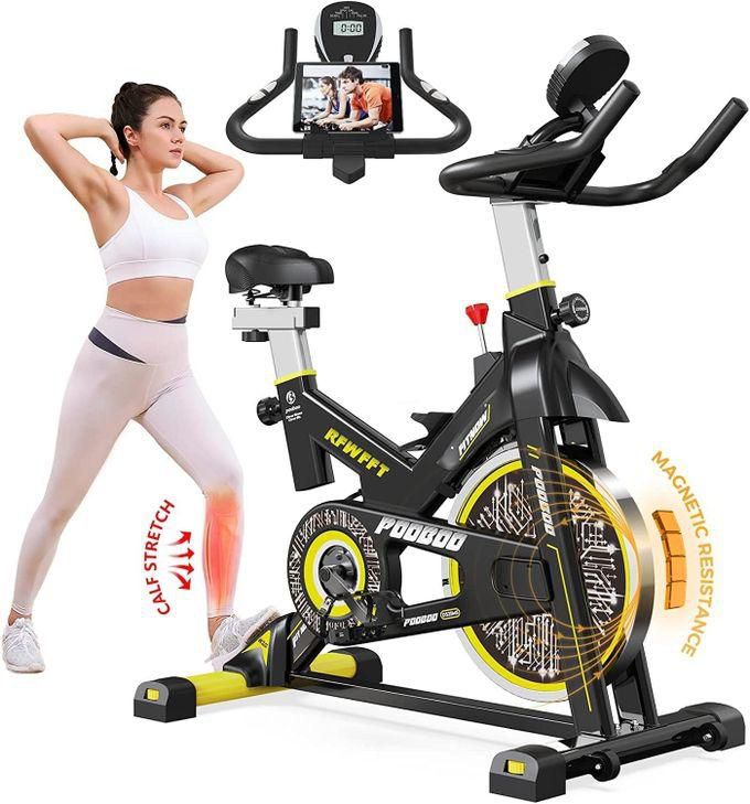 Pooboo D525DM Spinning Bike Magnetic Resistance Indoor Cycling Bike, Yellow