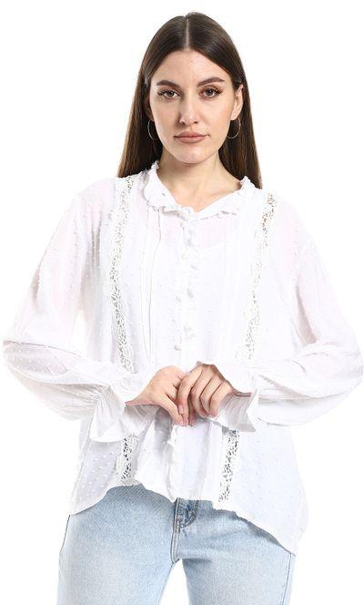 Playblu Classic White Blouse With A Front Cut
