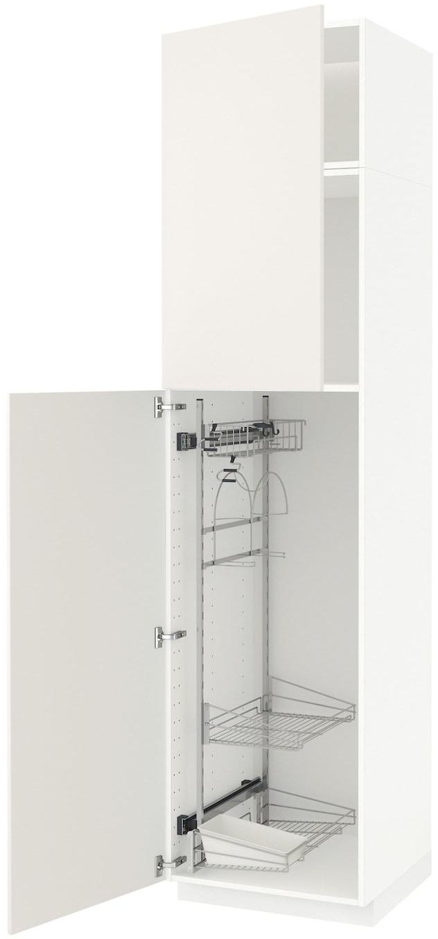 METOD خزانة عالية مع أرفف مواد نظافة - أبيض/Veddinge أبيض ‎60x60x240 سم‏