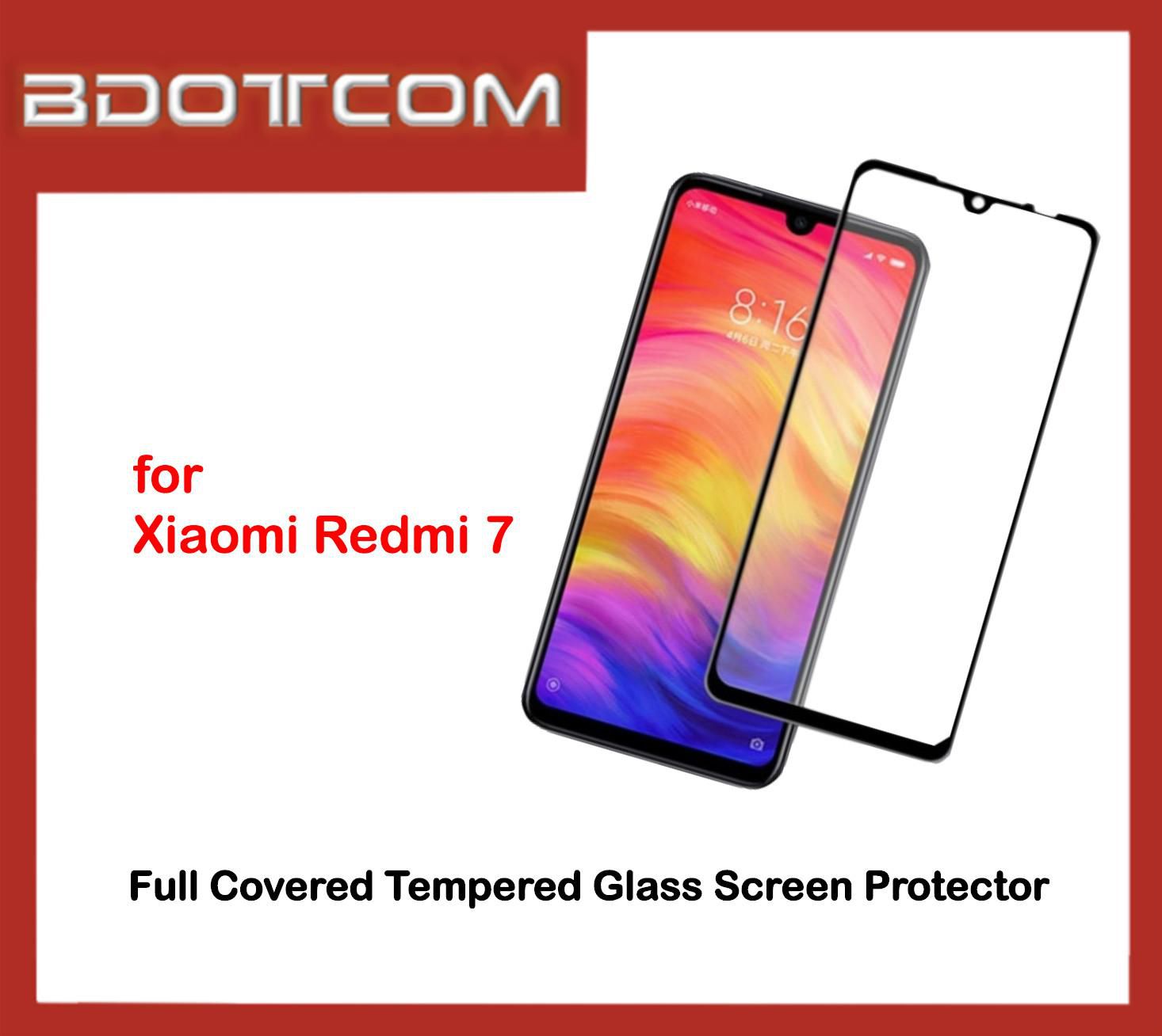 Bdotcom Full Covered Tempered Glass Screen Protector for Xiaomi Redmi 7 (Black)
