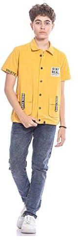 Katakit For Boys Yellow Casual Shirt With Buttons And Print 6 Years