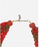 Style Europe Set Of Beaded, Layered Necklaces & Bracelet - Red, Brown & Multicolour