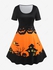 Halloween Pumpkin Castle Print Vintage Flare Dress - 5x | Us 30-32
