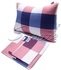 Snooze Flat Bed Sheet (caro Blue) 180*235 Cm + Free Pillow Case