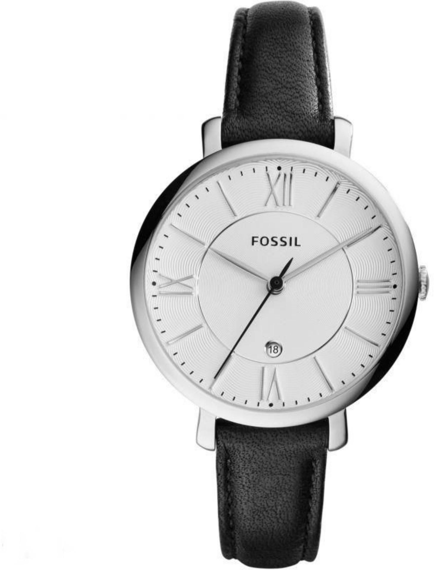 Fossil Womens Jacqueline Leather Watch ES3972 (Dial Black/Silver)