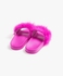 Fuschia Pink Fur Feather Slides