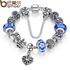Tibetan Queen Crown Chain Crystal Rhinestone Glass Beads Bracelet Blue 18cm