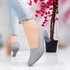 Solid Color Knitting Woman Mid Heeled Shoes - Grey