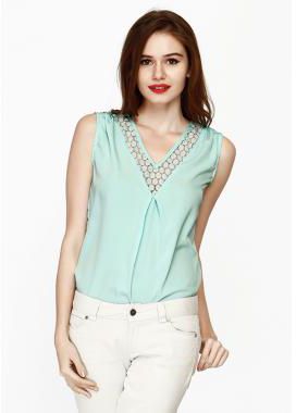 FabAlley Lace Filling Blouse Green XL