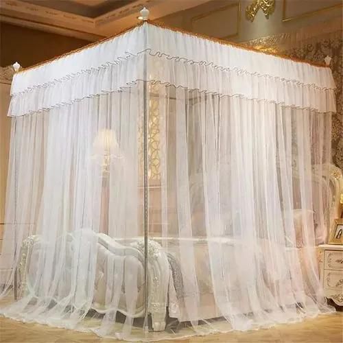 CLEARANCE OFFER Fashion 6 By 6- 4 Stand Mosquito Net With Metallic Stand-