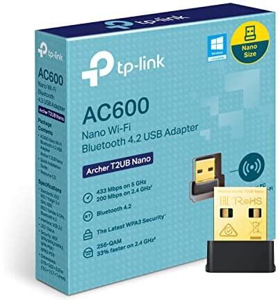 TP-Link AC600 Nano Wi-Fi Bluetooth 4.2 USB Adapter, Dual Band Wireless, Supports Windows 11/10/8.1/8/7 for Wi-Fi, Windows 11/10/8.1/7 for Bluetooth, WPA3 Security, Plug and Play (Archer T2UB Nano)