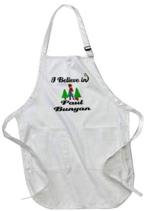 I Believe In Paul Bunyan Printed Apron With Pockets Black/ White