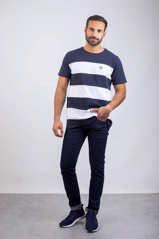 Dandy T-Shirt Short Sleeve For Men - White & Blue