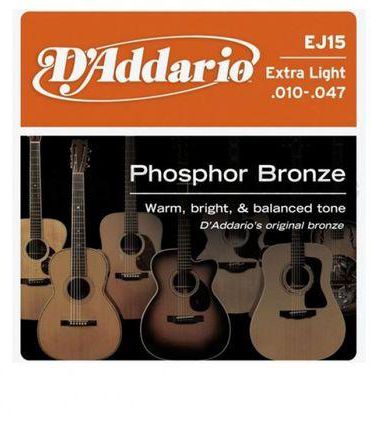 Daddario D'Addario EJ15 Phosphor Bronze Acoustic Guitar Strings - Extra Light - 10-47