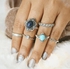 HN-6 piece/Set New Fashion Blue Individual love Alloy Crystal Wedding Ring Women Men Jewellery Gift