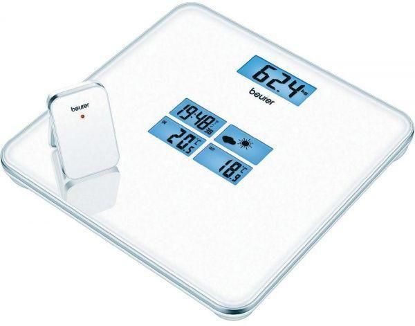 Beurer Weight Scale Glass Electronic with Weather Station White 150 Kg- GS80